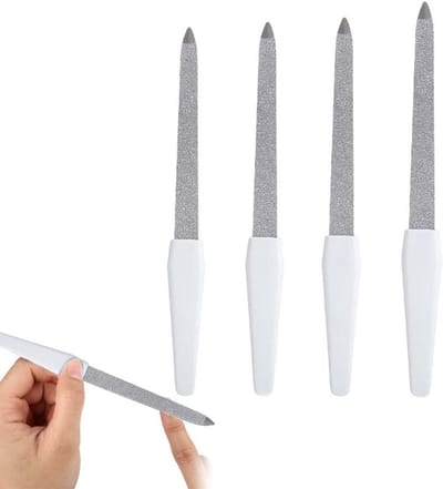 Nagelvijlen Set - Manicure Pedicure Vijlen - Nagels Vormen - Ergonomische Handgreep - 4 Stuks 14-17cm - Wit