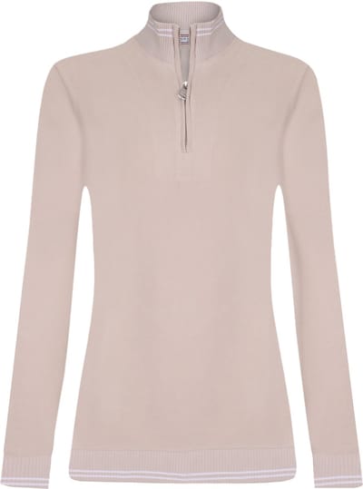 Felix Hardy Gebreide Trui Met Halve Rits - 100% Katoen Dames Beige - M