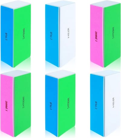 4-Weg Nagelbuffer Blokken - 6 Stuks Professionele Polijstblokken voor Glanzende Nagels, Vijl en Buffers voor Nagelverzorging en Manicure