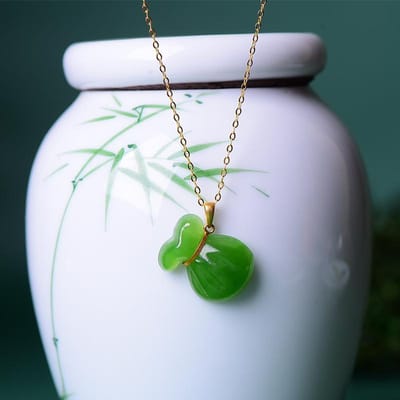 Nouveau En Minimaliste Naturel An Jaspe Jade Sac de Bénédiction Colliers Pendentif Simple Charme Style National Chaîne Clavicule Bijoux 45cm gray