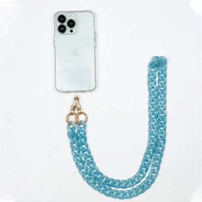 Casemania Universele Telefoonkoord met Kralen - Verstelbare Pols Ketting - Koord voor Telefoon - Aqua