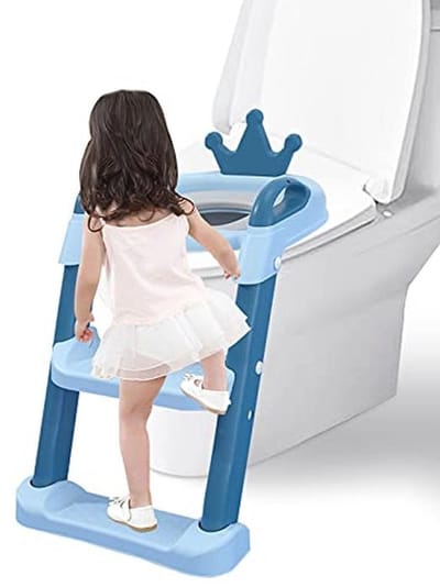 Potty Training Toiletbril met Verstelbare Hoogte, Opvouwbare Toiletbril en Trapladder voor Peuters van 1-10 Jaar
