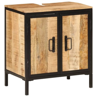vidaXL - Wastafelkast - 55x35x60 - cm - massief - mangohout - en - ijzer