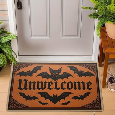 ONWELKOMEN    Bat Gotische Stijl WELKOM Vloerkleed Deurmat Woonkamer Slaapkamer Entree Deur Vloermat Hal Achtertuin Voetmat Hallowmas 50x80cm
