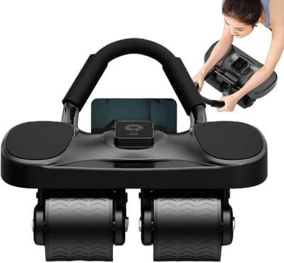 Buikspierwiel - Buiktrainer Roller - Buikspieren Trainen - Geïntegreerde Teller - 354 cm Lengte - Zwart