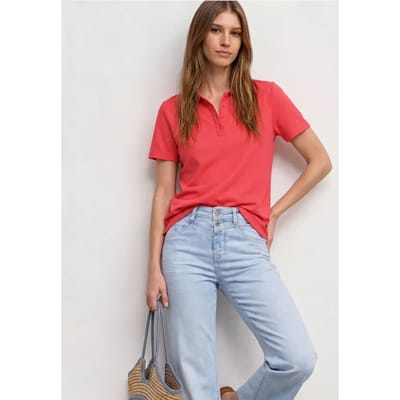 Poloshirt met korte mouwen en geribde structuur
