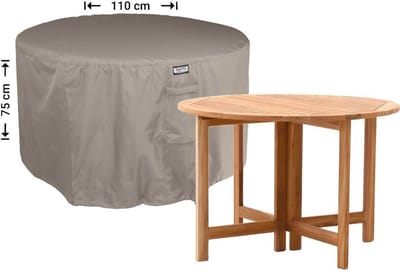 Raffles Covers Beschermhoes ronde tuintafel - ⌀ 110 H: 75 cm - RROUNDT110 - Waterdicht - Ademend - UV-bestendig - Elastisch rijgkoord - Beschermhoes tuinmeubelen - Tuintafelhoes