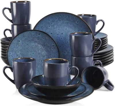 Lavish Serviesset – 32 delig -8 persoons – Blauw Keramisch – Eetborden – Breakfast Plates