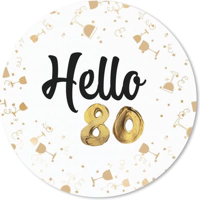 Muismat rond 20x20 cm - Mousepad Jubileum - 80 Jaar - Glazen - Ronde muismatten