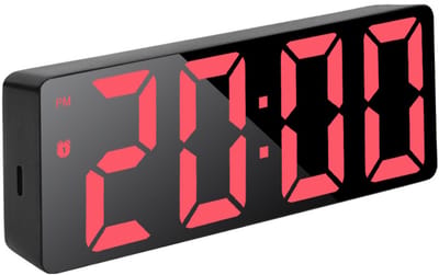 wekker - digitale wekker - klok - wekkers - LED-spiegelwekker - Digitale wekker - Elektronische klok Groot display Bureauklok Wekker - Stille moderne wekker - Slaapkamer, woonkamer Bureaudecoratie - Zwarte schelp met rood licht