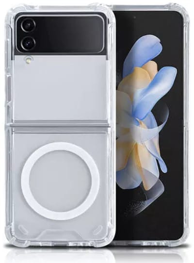 Shockproof Transparant Hoesje Geschikt voor: Samsung Galaxy Z Flip 4 | Compatibel met MagSafe | Schokbestendig TPU | Back Cover met Magneet | Dun | Flexibel | Doorzichtig