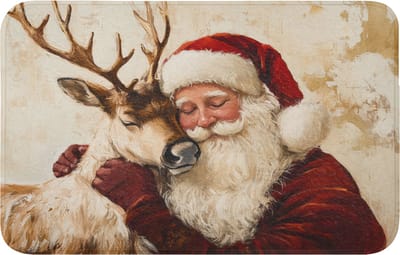 Badmat 80x50 cm - Antislip - Kerstman - Rendier - Kerst - Christmas - Badmatten voor badkamer - Badkamermat - Douchemat - Badkamer mat