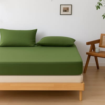 Bamboe hoeslaken Deep Moss donkergroen 140x200 cm – Topdekmatras hoeslaken, zacht, ademend & hypoallergeen | Boomba Bamboo®