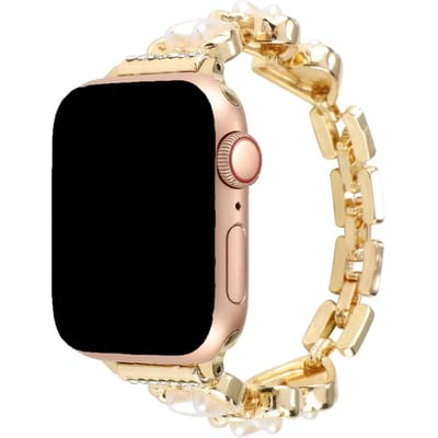 123watches bandje Demi - staal - goud - 44 · 45 · 46 & 49 mm - Geschikt voor Apple Watch series 1/2/3/4/5/6/7/8/9/10/11/12/SE/SE2/SE3/Ultra/Ultra 2/Ultra 3/Ultra 4