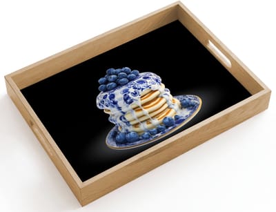 Dienblad hout 40x30 cm - Schootdienblad - Pannenkoeken - Blauwe Bessen - Bord - Borrelplank rechthoek - Plateau dienbladen