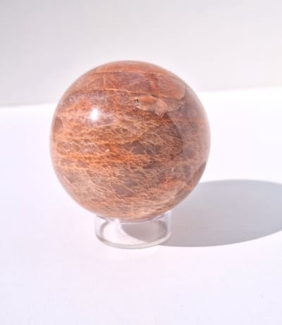ThaleiaDesign - roze maansteen bol - Edelstenen en Mineralen - interieur - Spiritualiteit - Woondecoratie - sphere - chakra - cadeau vrouw - healing