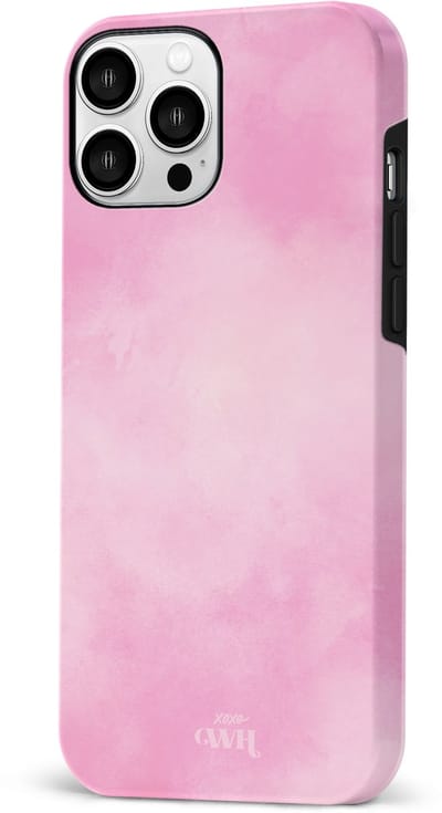 xoxo Wildhearts Double Layer - Cotton Candy - Roze hoesje geschikt voor iPhone 13 Pro Max hoesje - Suikerspin Hard Case met pastel roze kleur - Beschermhoes geschikt voor iPhone 13 Pro Max case - Pastel Roze Hoesje