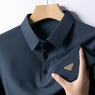 IJszijde Vallende Korte Mouw T-shirt Heren Business Casual Grote Maat Los Koel Poloshirt 40-50 Jaar 3XL black