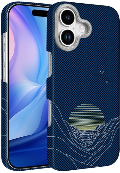 Hoesje Geschikt voor iPhone 17 Hoesje Blauw Sunset - Carbon Hoesje Geschikt voor MagSafe iPhone 17 - Shockproof Back Cover