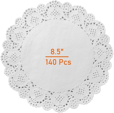 Dailygoods- Papieren Doilies 140 Stuks - Ronde Doilies 21,6 cm - Witte Doilies - Decoratieve Kleedjes - Beschermend voor Vaat - Knutselprojecten - Tafelkleed