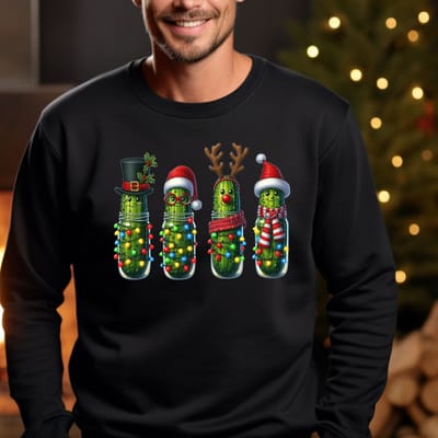 Uniseks Kersttrui augurk maat S- Foute kersttrui- kerst sweater kleur zwart. La-Miranda