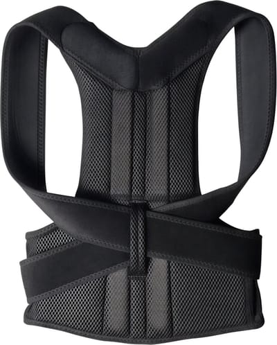 Verstelbare Houdingscorrector en Rugbrace - Lumbale Ondersteuningsgordel voor Rug en Houding - Comfortabele Postuur Corrector Corset voor Dagelijks Gebruik - Zwart - Maat L