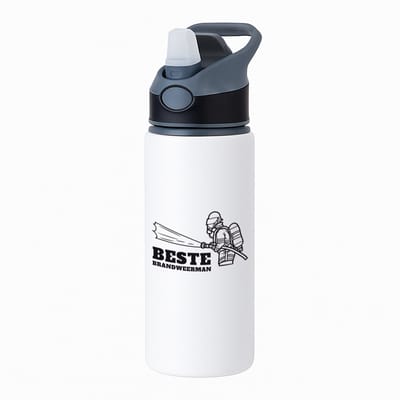 Hacebo® - Beste brandweerman waterfles met rietje zwart - Beste brandweerman - collega - cadeau - water fles - 650ML
