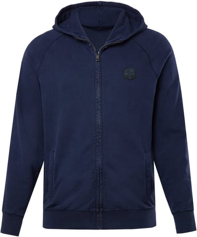 JP 1880 - Heren - Hoodie-jack sweatstof capuchon vintage look - Nachtblauw - Maat XL