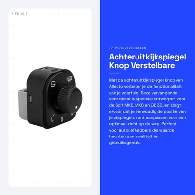 Dailygoods - Achteruitkijkspiegel Knop - Verstelbare Spiegel Schakelaar - Hoogwaardige Kwaliteit - Zwart - Voor Golf MK5 MK6 B6 3C