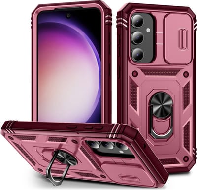 Coverup Hoesje - Geschikt voor Samsung Galaxy S23 FE Hoesje - Coverup Ring Kickstand Back Cover met Camera Shield - Roze