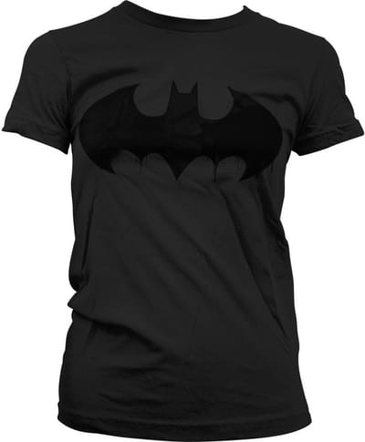 Batman Inked Logo Girly T-shirt voor dames, zwart