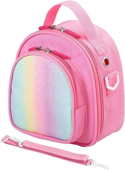Draagtas audiospeler - Opbergtas accessoires - Veilige opslag - Waterdicht nylon materiaal - 185 x 165 x 110 mm - Roze