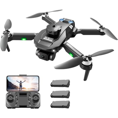 Afstandsbediening Drone met camera 4K Dubbele camera Obstakel vermijden Borstelloze motor Optische stroom 3 battery zwart