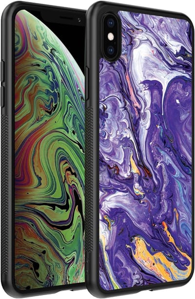 Smartphonica Telefoonhoesje voor iPhone X/Xs met marmer opdruk - TPU backcover case marble design - Goud Paars geschikt voor Apple iPhone X/10;Apple iPhone Xs