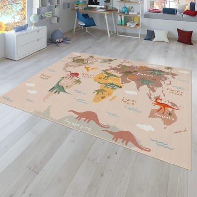 Kinderkamertapijt, jongenskamertapijt, meisjeskamertapijt, antislip dinosaurussen, aarde