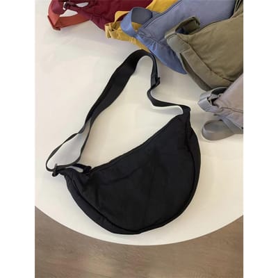 Crossbodytas, Dames Schoudertas, Studententas, Casual Tas, Sporttas, Zomer Canvas Tas, Dumplingtas zwart