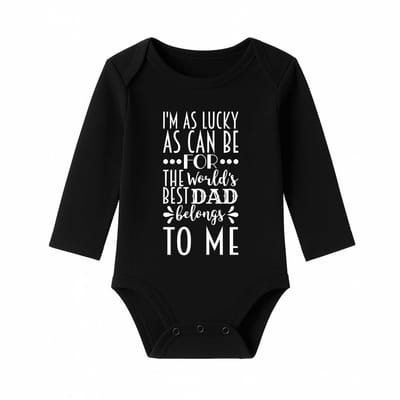 Romper met Tekst Baby – The world’s best dad belongs to me – Zwart – Lange mouw – Maat 62/68