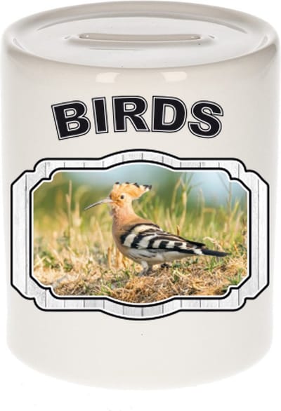 Dieren liefhebber hop vogel spaarpot 9 cm jongens en meisjes - keramiek - Cadeau spaarpotten vogels liefhebber