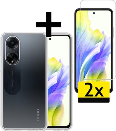 Hoesje - Met 2x Screenprotector - Geschikt voor OPPO A98 - Sterk & Shockproof - Back Cover - Siliconen Case - Telefoon Hoes - Telefoonhoesjes - Transparant