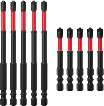 Set van 10 PH2 Plat Sleuf en Phillips Kruiskop Schroevendraaier Bits voor Elektriciens met 1/4 Inch Hexaansluiting en Magnetische Kruissleuf, Geschikt voor Schakelaars en Elektrische Klussen