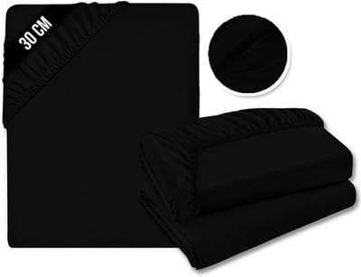 JMZR® Matrasovertrek 180x200 - Hoeslaken - Matrashoes - Super Zacht - Zwart