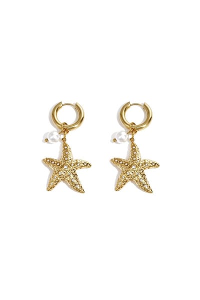 Oorbellen Met Zeester En Parel - Goud - Zomer - Yewang