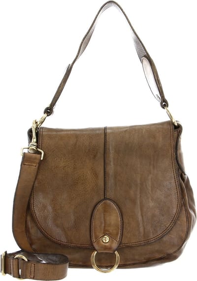 CAMPOMAGGI Leren Schoudertas Medium Shoulder Bag Verde Militare Olijfgroen