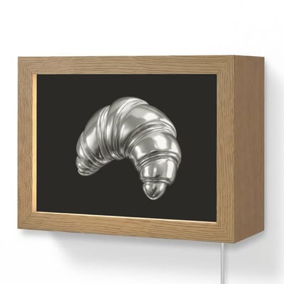 Wandlamp 20x15 cm - Oplaadbaar - Croissant - Metaal - Zilver - Wandlampen binnen woonkamer - Slaapkamer lamp met kabel - Decoratieve nachtlamp - Vloerlamp snoer