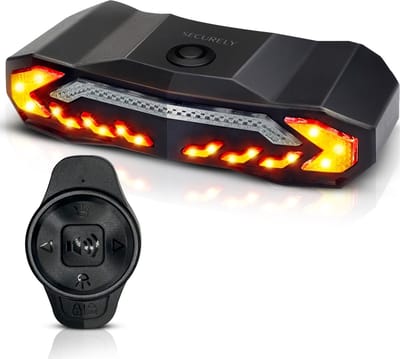 Securely 5-in-1 Fietsachterlicht met Alarm en Afstandsbediening – Richtingaanwijzers – Automatisch Remlicht – Elektronische Fietsbel – IP65 Waterbestendig – USB-C Oplaadbaar – voor Fiets, E-bike, Fatbike en Mountainbike