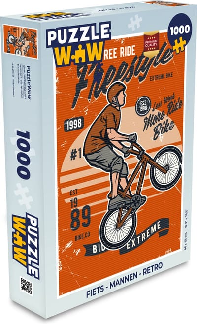 Puzzel Fiets - Mannen - Retro - Legpuzzel - Puzzel 1000 stukjes volwassenen