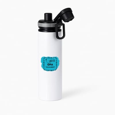 Hacebo® - liefste opa van de wereld waterfles met draaidop grijs - Opa - de liefste opa - verjaardag - cadeautje voor opa - opa artikelen - kado - geschenk - water fles - 850ML