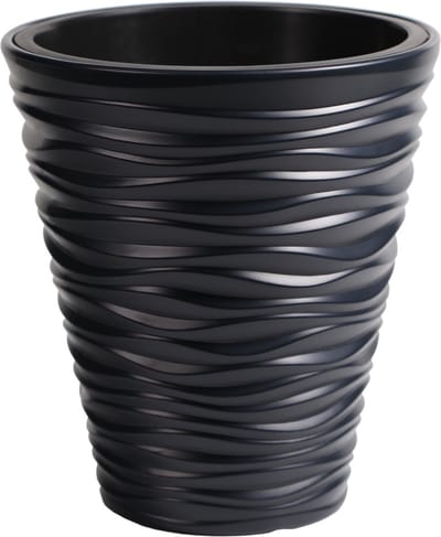 Prosperplast Plantenpot/bloempot Sand Dunes - buiten/binnen - kunststof - antraciet - D39 x H43 cm - met binnenpot