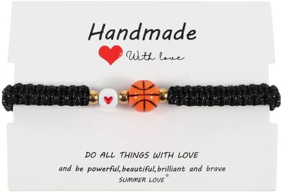 Dailygoods- Vriendschapsarmband Verstelbaar Ontwerp - Vriendschapsarmbanden voor 2 - Basketbalcadeau - Kinderverjaardag - Teamgeest - Kameradschap - Basketbalarmband