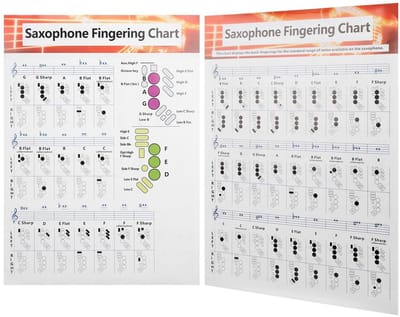 Dailygoods- Vingerkaart Hoogwaardig Papier - Grafiek Praktijk Accessoires - Saxofoon Beginner - Universele Akkoorddiagrammen - Lange Levensduur - Eenvoudig Opbergen - Saxofoonkaart